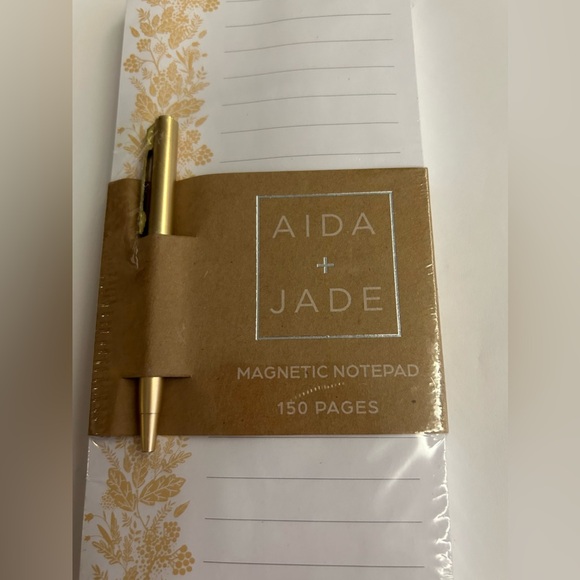 New Floral Magnetic Lined Notepad Artistic Border Gold Colored Pen - Picture 4 of 8